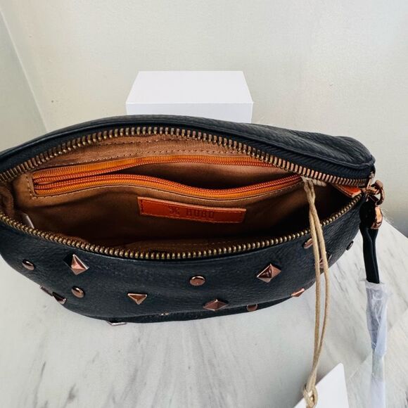 HOBO Fern Studded Leather Belt Bag Fanny Pack Crossbody, Black/Rose Gold NWT - Picture 14 of 15